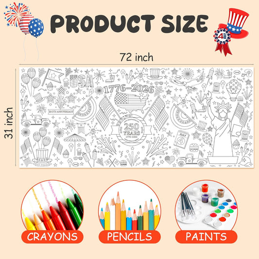 OHOME Spring Giant Coloring Poster/Tablecloth - 72×30 Inch Spring Decorations for Home,Kids Crafts Games Activities Toys Decor Party Decor for Classroom School