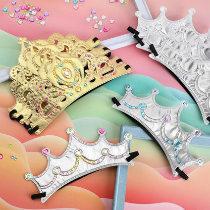 Yaomiao 44 Pcs Birthday Foam Crowns for Kids Princess Tiaras King Hat Bulk Diamond Sticker Kits for Crown Party Supplies