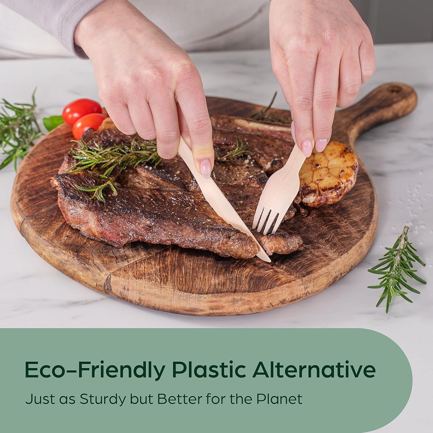 PURPLECLAY Wooden Disposable Utensils Set, 360 PCS Compostable Silverware (120 Forks, 120 Spoons, 120 Knives) Eco Friendly, Plastic-Free Cutlery for Parties & Catering, Alternative to Bamboo Utensils