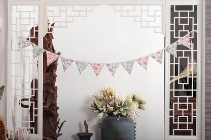 LOVENJOY Pastel Pennant Banner Triangle Spring Floral Fabric Bunting Shabby Chic Tea Party Flag Garland