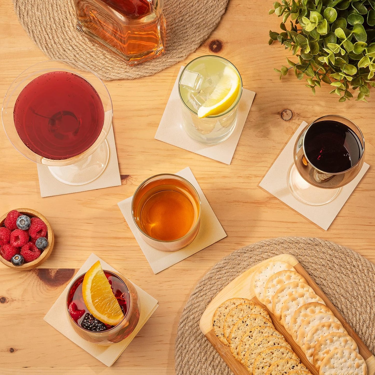 AH AMERICAN HOMESTEAD Cocktail Napkins-Disposable Beverage/Bar Napkins-White Linen-Like Square Napkins-Eco-Friendly & Compostable-Everyday Use, Party or Wedding 4.75inch x 4.75inch (100 Count, White)