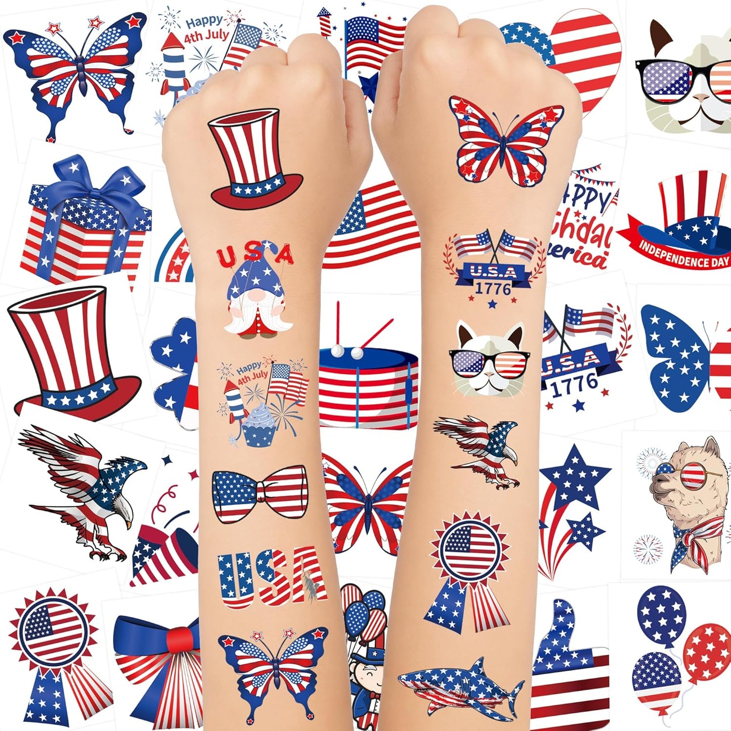 120 PCS Glitter Summer Temporary Tattoos For Kids - Hawaiian Luau Party Favors, Adults Bulk Fun Pool Party Supplies and Tropical Beach Theme Waterproof Decorations