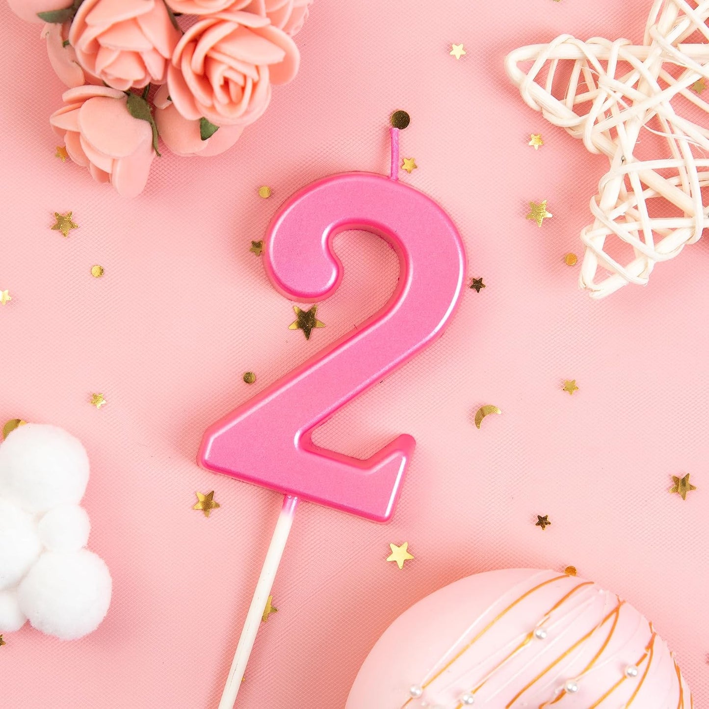 PHD CAKE 2.76 Inch Modern Gold 2 Number Birthday Candles, Gold Number Candles, Cake Number Candles, Party Celebration