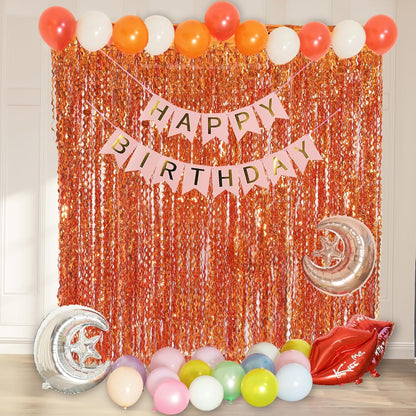 4 Pack Wavy Champagne Gold Metallic Tinsel Foil Fringe Curtains Backdrop - 3.3X6.6ft Foil Fringe Backdrop for Parties | Door Streamers for Birthday | Photo Booth Backdrops Party Decor