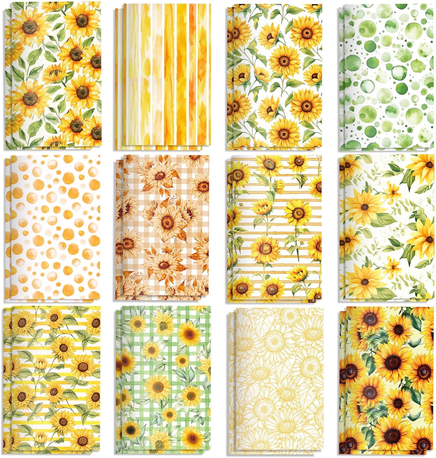 24 Pieces Sunflower Themed Small Pocket Notebook Journals Bulk 12 Distinct Yellow Floral Designs Lined Inner Pages Mini Memo Notepads for Home Office Stationery Supplies Sunflower Party Favors