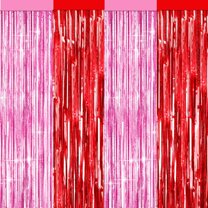 4 Packs Silver Foil Fringe Curtain, Silver Glitter Metallic Tinsel Backdrop for Birthday, Wedding, Baby Shower, Bachelorette, 70s 80s 90s Theme Disco Party, Iridescent Party Decorations Supplies