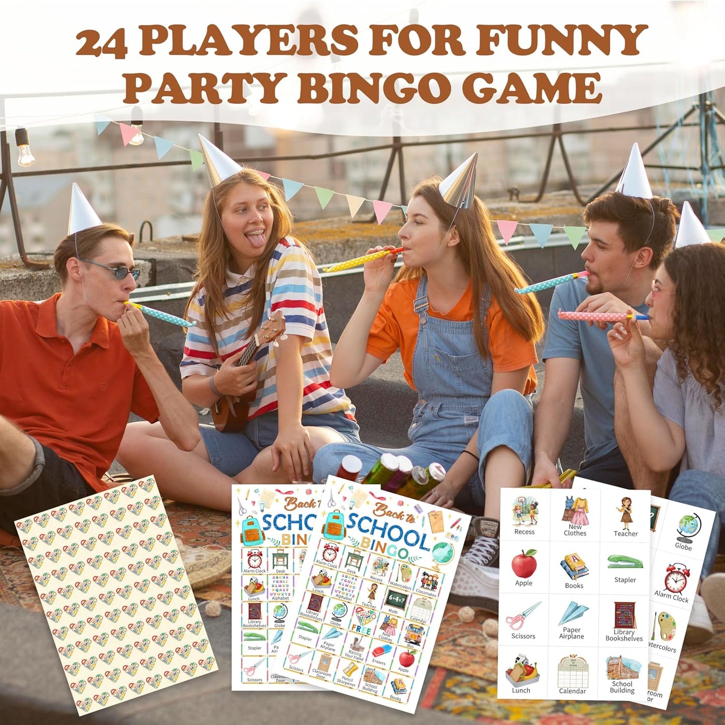 Book Bingo Game, Reading Party Bingo Cards Set, Read Themed Party Games Supplies for Book Lovers, Adults Family Friends Holiday Activities Favors Decorations for 24 Player, 01