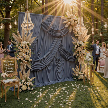 10ftx10ft Black Backdrop Curtains for Weddings Parties, Wrinkle Free 2 Panels Silky Polyester Photo Backdrop Drapes Back Drop Cloth Drapery for Birthday Mother'sDay Photography Background