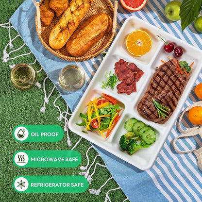 Gezond 50 Pack 14 Inch Disposable Food Trays Eco-friendly Heavy-Duty Large Paper Plates Compostable Sugarcane Platters for Crawfish Lobster Seafood Party Natural