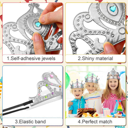 Yaomiao 66 Pieces Foam Princess Tiaras DIY Crowns Kids Party Favors Craft Crystal Diamond Sticker Girls Making Your Own Tiara (Gold)