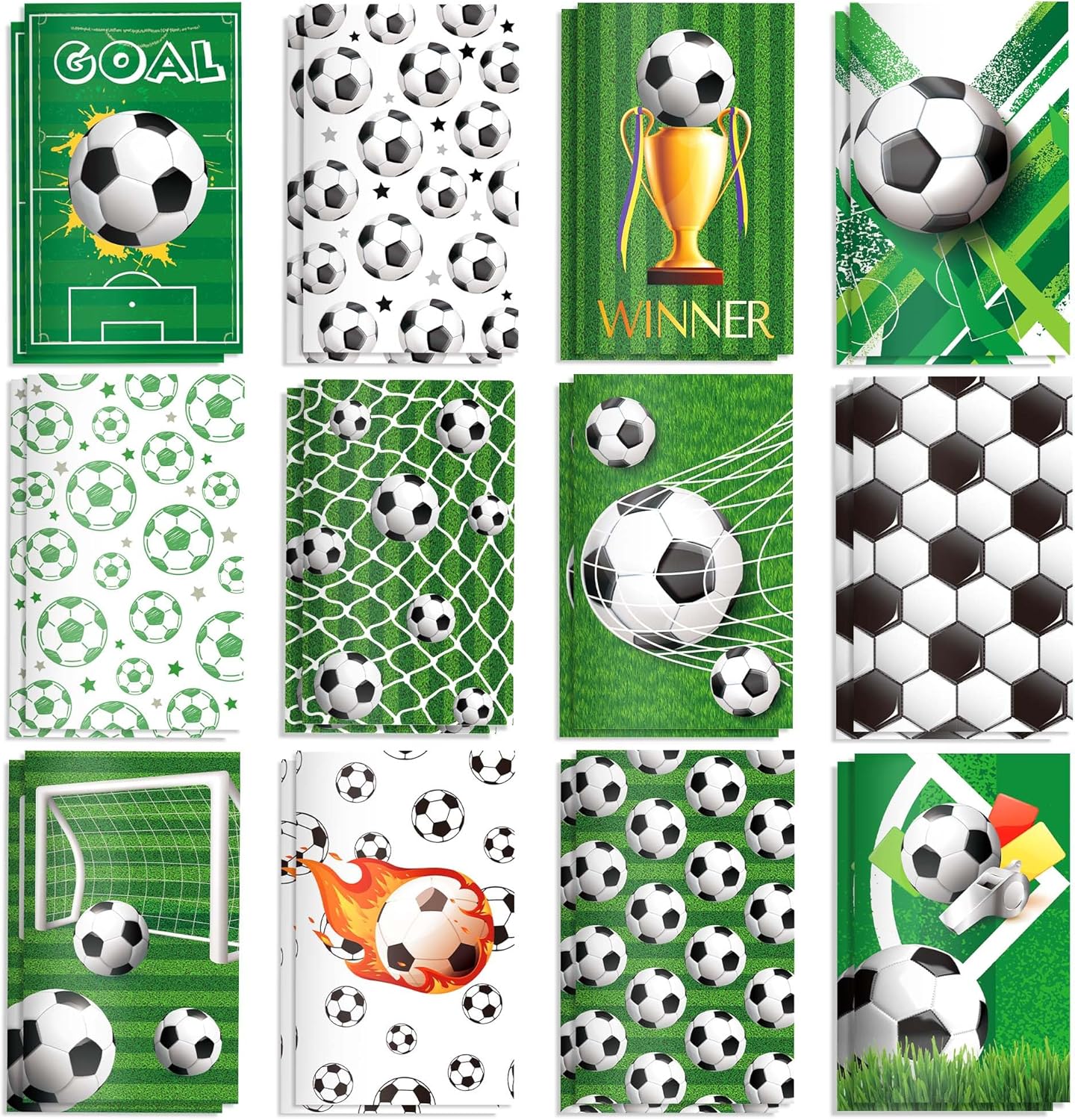 OXYLIPO 24 Pcs Sports Party Favors Soccer Mini Notepads Soccer Notebooks- Spiral Journal Notebooks with Soccer Theme Designs, Teacher School Classroom Reward Supplies for Teens Boys Girls