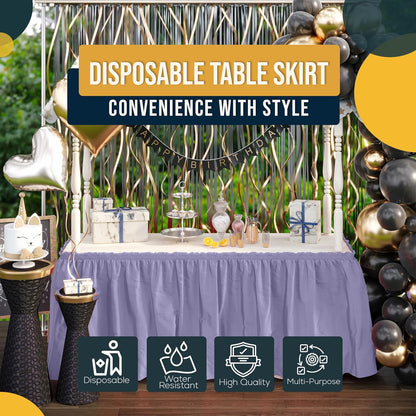Exquisite Ruffle Table Skirt Black 6 Pack 14 Ft Long Table Skirts for Rectangle Tables 6ft Plus or Round Tables Skirts with Adhesive Strip for Gender Reveal Decor & Happy Birthday Parties