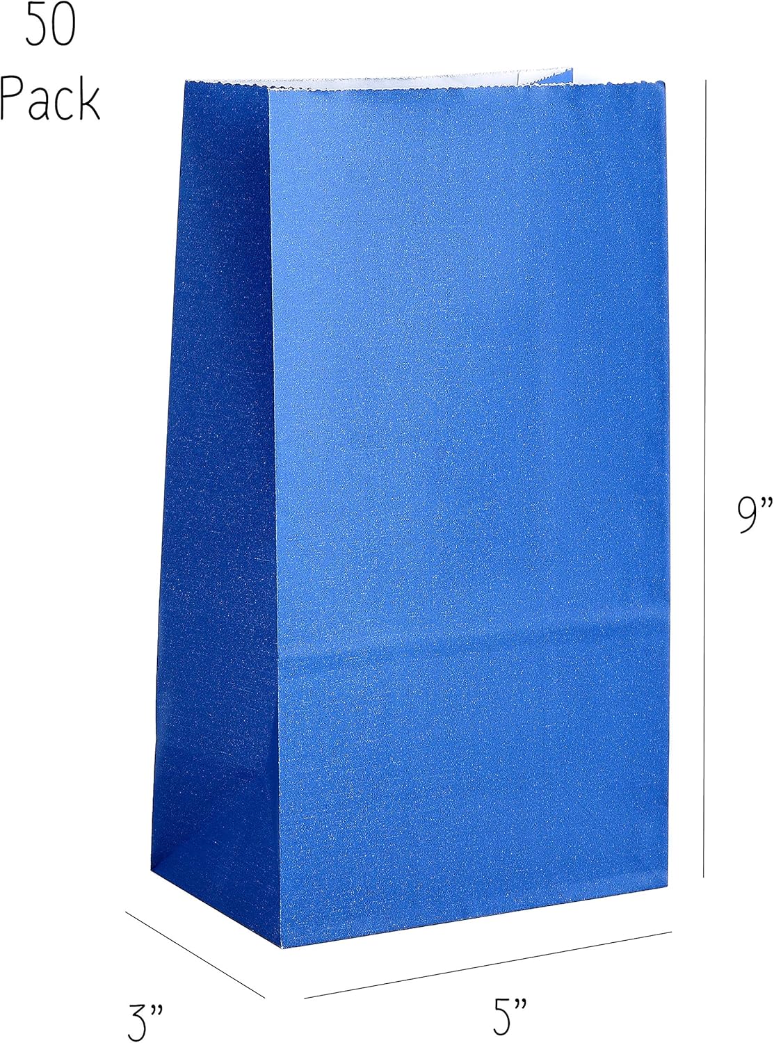 Partay Shenanigans Party Favor Bags - 50 Pack Kraft Paper Goodie Gift Lunch Treat Bags - Party Supplies for Theme Kids Birthday - 5"x3"x9" (Baby Blue)