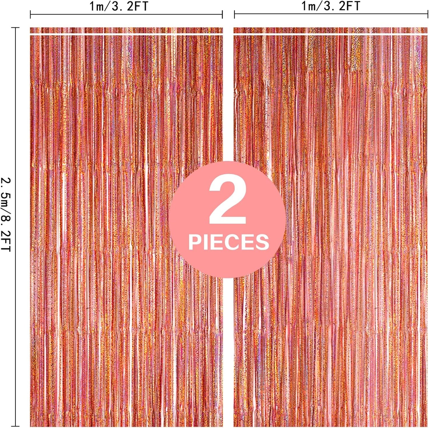 2 Pack 3.2ft x 8.2ft Silver Metallic Tinsel Foil Fringe Curtains, Door Streamer Photo Booth Backdrop for Birthday Graduation Engagement Bridal Shower Bachelorette Baby Shower Party Decorations