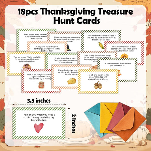 Thanksgiving Scavenger Hunt Games, Fall Holiday Treasure Hunt Clues Game Cards, Thanksgiving Party Games for Family Friend Groups, Fall Theme Party Decorations Supplies Favors，04