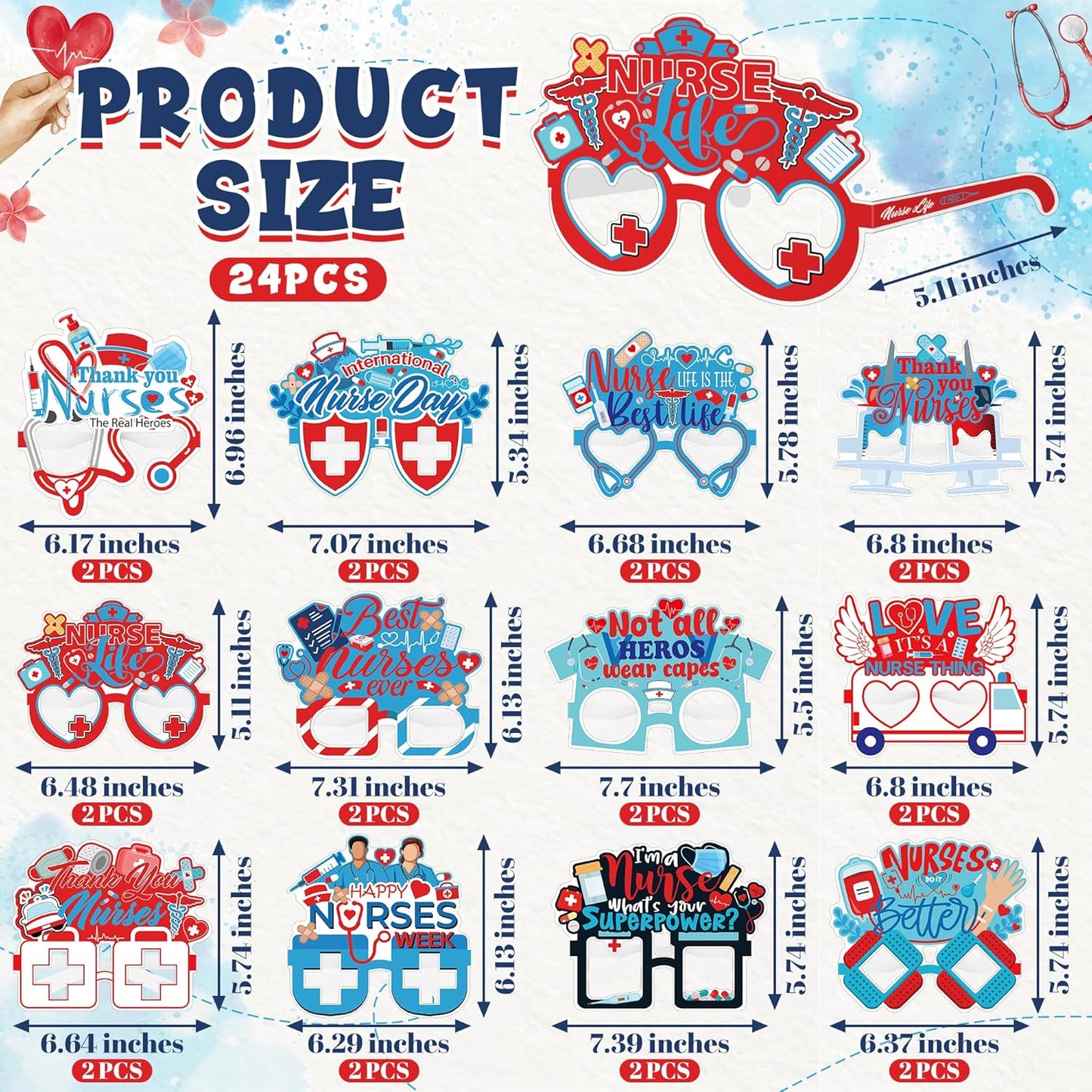 24PCS Hawaiian Party Decorations, Hawaiian Cardboard Glasses Bulk, Luau Party Sunglasses Frame Tropical Dress Pool Props Accessories, Hawaii Carnival Summer Pool Party Decorations for Women Men