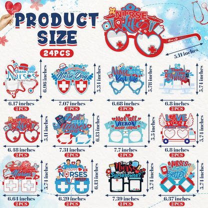 24PCS Hawaiian Party Decorations, Hawaiian Cardboard Glasses Bulk, Luau Party Sunglasses Frame Tropical Dress Pool Props Accessories, Hawaii Carnival Summer Pool Party Decorations for Women Men