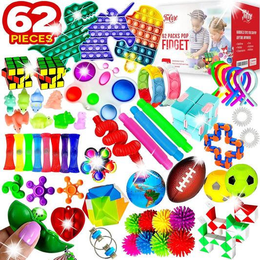 160 Pcs Fidget Toys Party Favors Pack, Randomly Selected Pop Sensory Set Gifts Stickers for Kids Adults Boy Girl Stocking Stuffers Autistic Bulk Goodie Bag Filler Treasure Box Classroom Prizes School