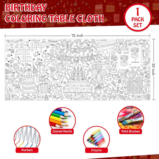 Giant Butterfly Garden Coloring Tablecloth for Kids, 30x72 Inch Jumbo Paper Poster with Beautiful Flowers, Creative Arts and Crafts Activity for Girls, Spring Birthday Party Supplies