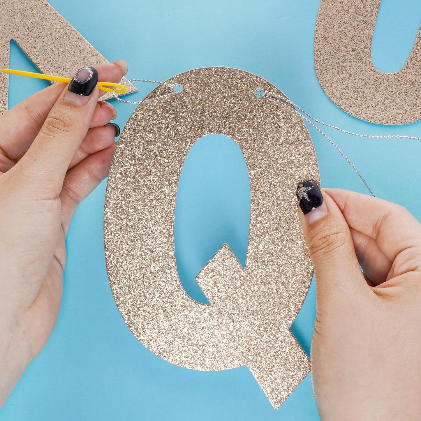 DIY Banner Kit with Letters Glitter Banner Letters Customizable Birthday Banners Graduation Banner Custom Party Hanging Banner for Graduation Wedding Party Baby Shower Decoration(Gold)