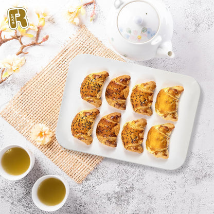 3 Pack Plastic Serving Trays for Party - Gold Serving Tray 8 x 11 Inch - Heavy Duty Dessert Trays for Food - Rectangular Party Serving Trays for Entertaining - Clear Cookie Platters