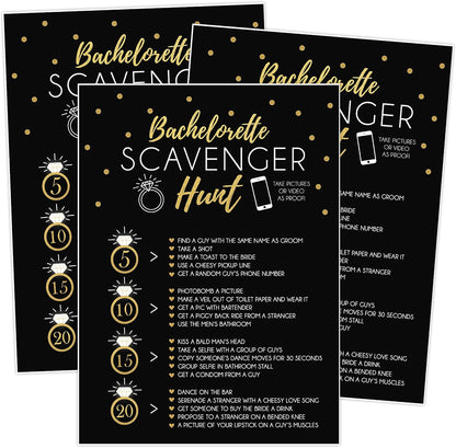 Your Main Event Prints 25 Bachelorette Scavenger Hunt Party Games, Drinking Game and Dares, Fun Novelty Cards for Girls Night Out