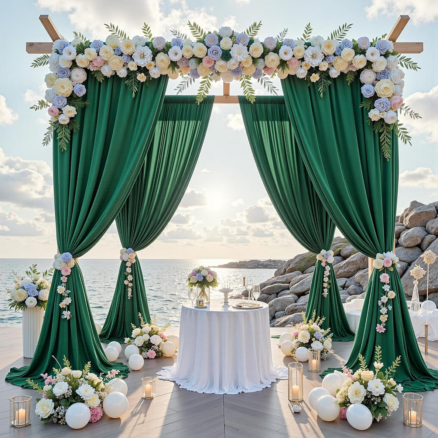 10 ft x 10 ft Wrinkle Free White Backdrop Curtains for Wedding Parties, Polyester Photography Backdrop Drapes for Birthday Parties Stage Backdrop Stand, 2 Panels 5x10FT Background Curtains