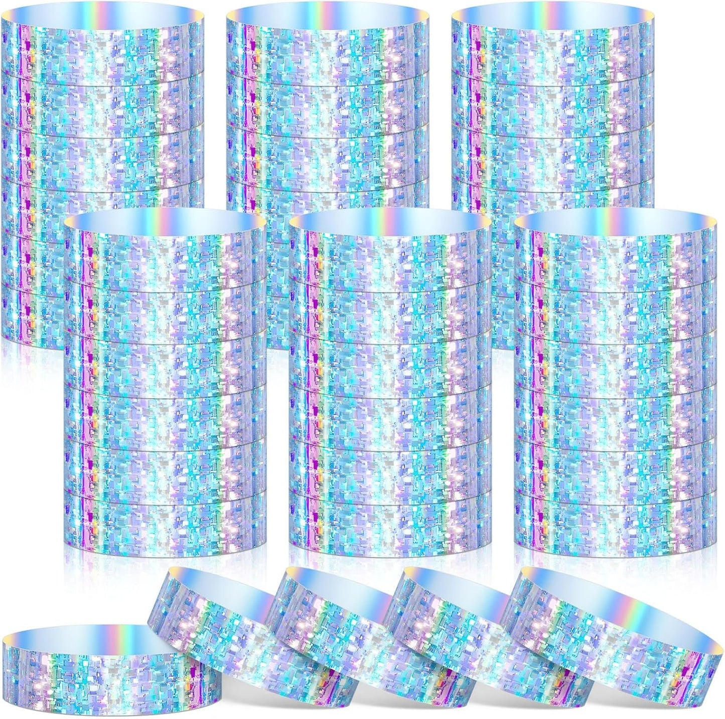 Glenmal 500 Pcs Holographic Plastic Party Wristbands Waterproof Event Neon Bracelets Wrist Bands Arm Bands for Water Parks Concerts Festivals Conferences Concerts(Fresh Style)
