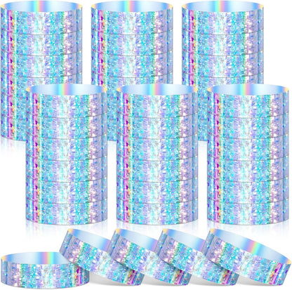 Glenmal 500 Pcs Holographic Plastic Party Wristbands Waterproof Event Neon Bracelets Wrist Bands Arm Bands for Water Parks Concerts Festivals Conferences Concerts(Fresh Style)