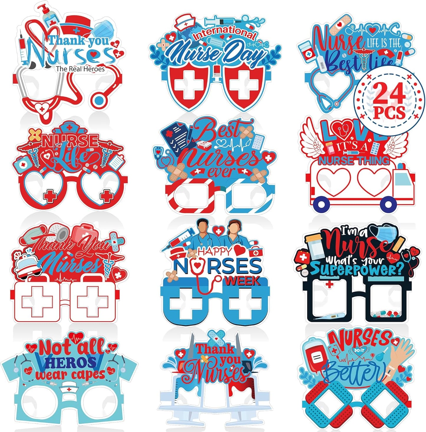 24PCS Hawaiian Party Decorations, Hawaiian Cardboard Glasses Bulk, Luau Party Sunglasses Frame Tropical Dress Pool Props Accessories, Hawaii Carnival Summer Pool Party Decorations for Women Men