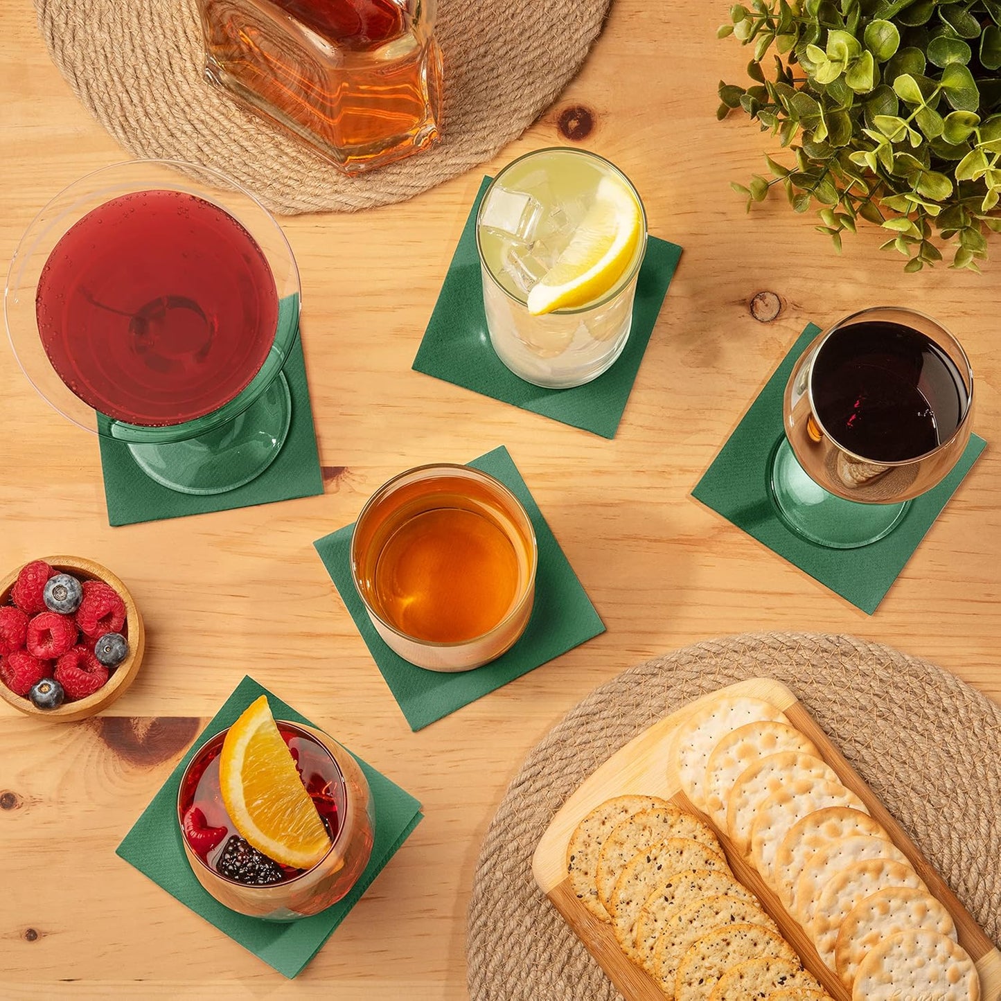AH AMERICAN HOMESTEAD Cocktail Napkins-Disposable Beverage/Bar Napkins-White Linen-Like Square Napkins-Eco-Friendly & Compostable-Everyday Use, Party or Wedding 4.75inch x 4.75inch (100 Count, White)