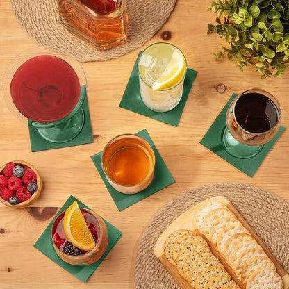 AH AMERICAN HOMESTEAD Cocktail Napkins-Disposable Beverage/Bar Napkins-White Linen-Like Square Napkins-Eco-Friendly & Compostable-Everyday Use, Party or Wedding 4.75inch x 4.75inch (100 Count, White)