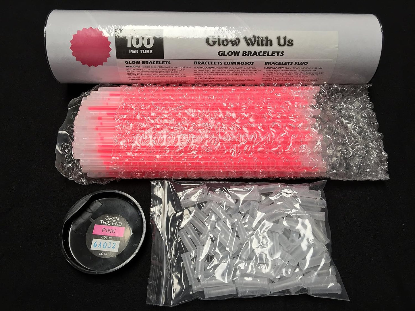 Glow Sticks Bracelets Bulk Wholesale, 100 8” Yellow Glow Bracelets, Bright Color, Glow 8-12 Hrs, 100 Connectors Included, Glow Party Favor Supplies, Sturdy Packaging, Great Fun.