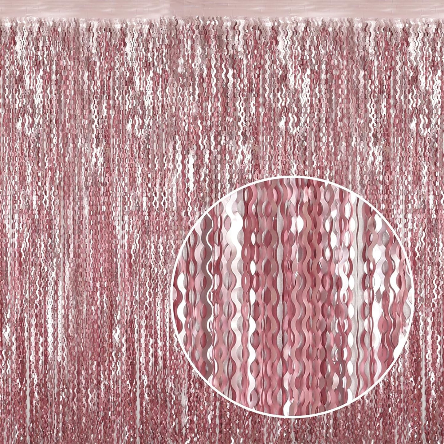 4 Pack Wavy Champagne Gold Metallic Tinsel Foil Fringe Curtains Backdrop - 3.3X6.6ft Foil Fringe Backdrop for Parties | Door Streamers for Birthday | Photo Booth Backdrops Party Decor