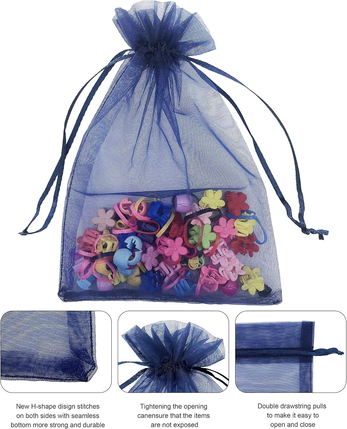 Jexila 120PCS Sheer Organza Bags 5X7 inches Mesh Drawstring Gift Bags Small for Jewelry Wedding Party Baby Shower Favor Bags (Rainbow )