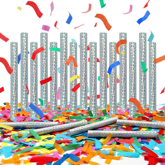 12 Pack Gold Confetti Wands Handheld Confetti Flick Flutter Sticks for Wedding Birthday Graduation Baby Shower Anniversary Christmas New Year's Party Celebrations Supplies
