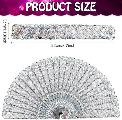 Justforjoyful 24Pcs Disco Party Decorations Slap Bracelets Silver Sequin Slap Bracelets Glitter Flip Wristband 70s and 80s Last Disco Bachelorette Sequins Laser Wristband Party Favors Supplies Decor