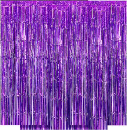 10 Pack Silver Backdrop Curtain 3.2ft x 8.2ft Metallic Tinsel Foil Fringe Curtains Photo Booth Background for Birthday Party Decoration Baby Shower Engagement Wedding Christmas Decoration (Silver)