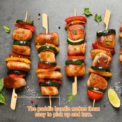 200PCS Bamboo Skewers for Appetizers, [6 Inch] Long Cocktail Picks Fancy Toothpicks for Appetizers, Flat Paddle Wooden Skewers Food Sticks for Party Drinks Fruit BBQ, Charcuterie Boards Accessories