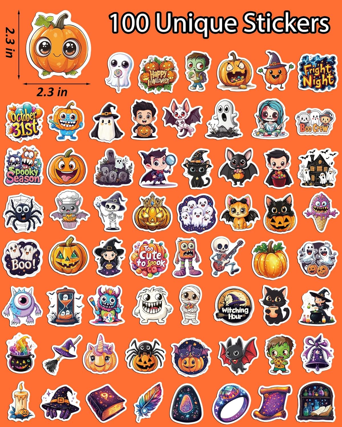 JCFIRE 200PCS Stickers for Kids, Waterproof Cute Mixed Animal Food Vinyl Scrapbook Stickers for Water Bottle, Book, Laptop, Goodie Bags Stuffers Kids Party Favors, Classroom Supplies Must Haves