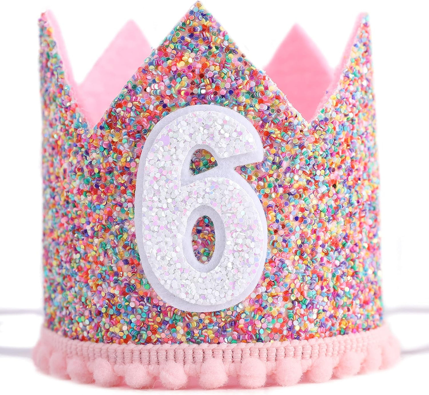 Rainbow Crown - 4th Birthday Party Glitter Crown, Kids Birthday Hats, Baby Photo Props, Little Girls Hair Accessories