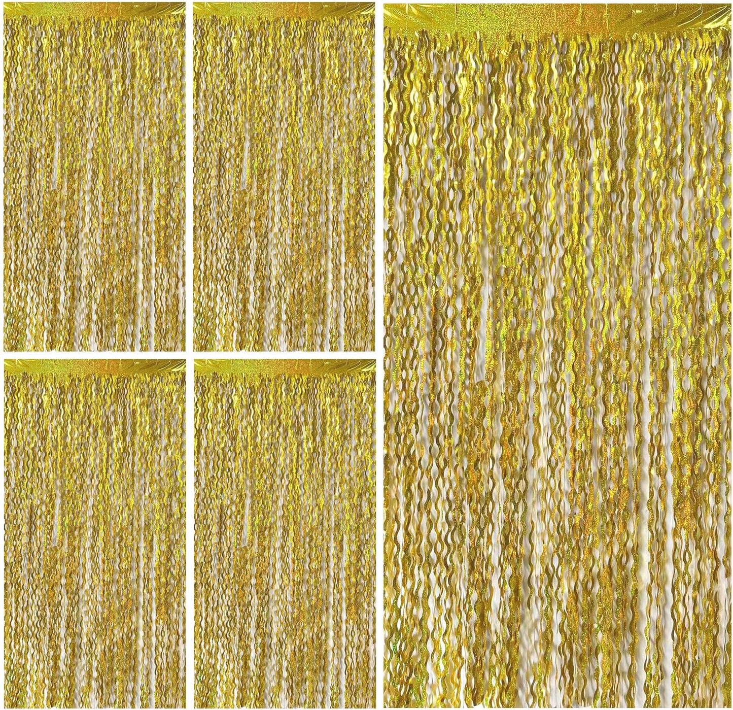 Tinsel Foil Fringe Curtains Wavy Backdrop for Parties Sparkle Metallic Wavy Foil Fringe Backdrop Curtain for Party Decorations Photo Booth Props for Birthday Graduation Wedding