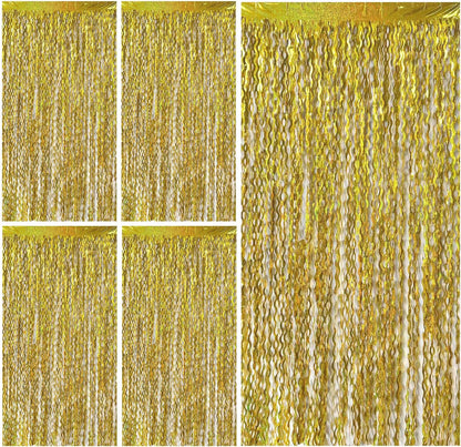 Tinsel Foil Fringe Curtains Wavy Backdrop for Parties Sparkle Metallic Wavy Foil Fringe Backdrop Curtain for Party Decorations Photo Booth Props for Birthday Graduation Wedding