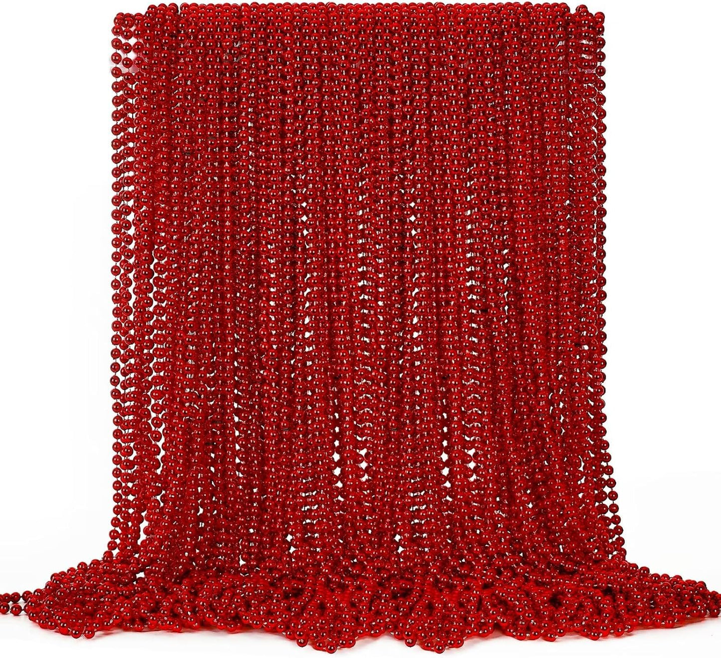 EOBOH 144PCS Mardi Gras Beads, Metallic 12 Kinds Bead Necklace Party Supplies, 33" Mardi Gras Necklace Costume Stuff, Festival Parade Throw Accessories for Wedding Birthday Celebrations Decorations