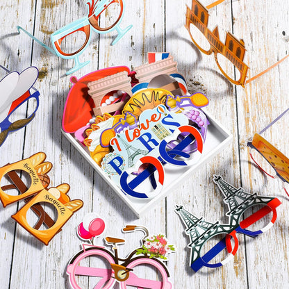 32 Pcs Spa Party Favors Paper Glasses Makeup Paper Eyeglasses Frames Spa Photo Booth Props Selfie Props for Makeup Birthday Party Decorations