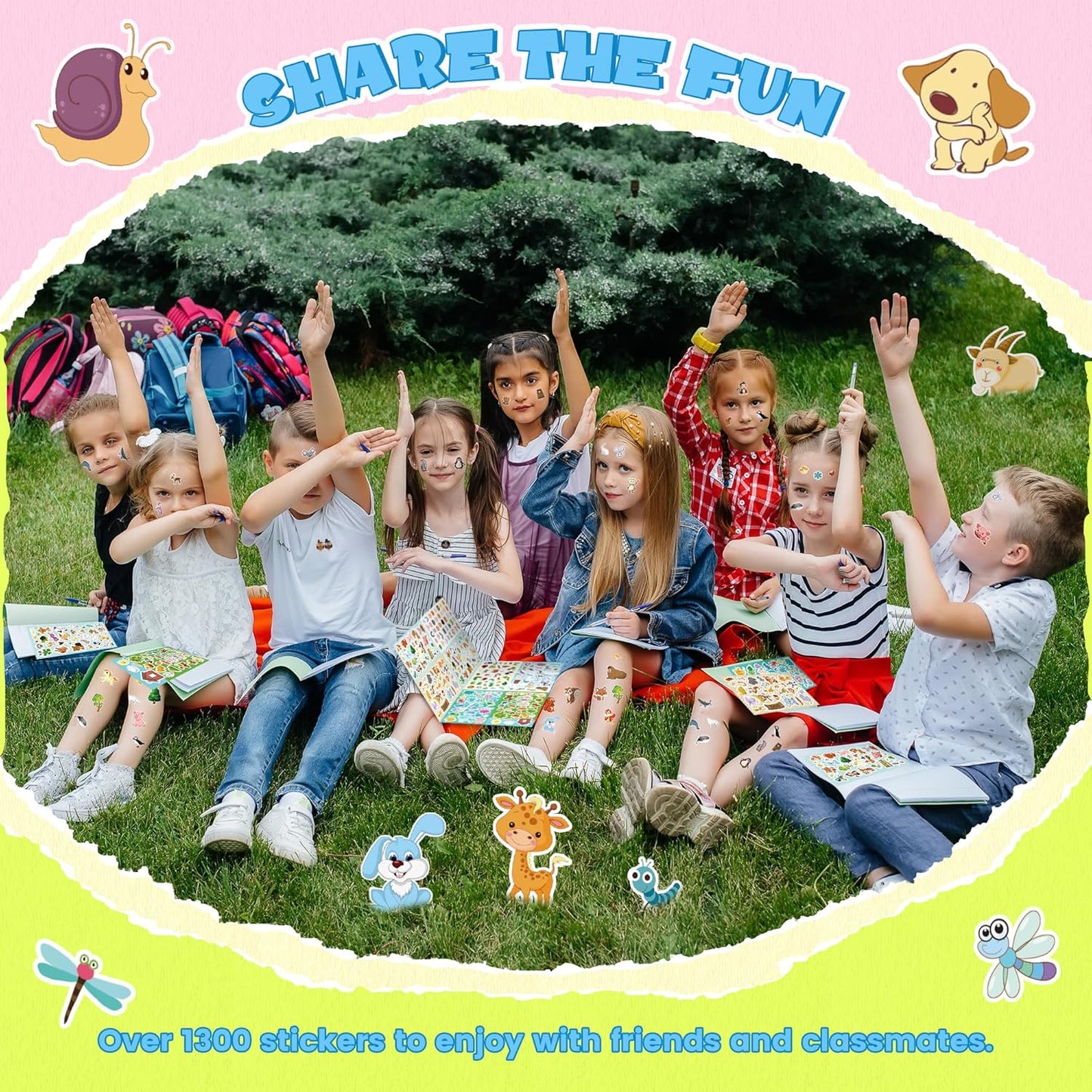 Sinceroduct 64 Sheets Stickers for Kids, 1800+pcs Animal Sticker, 16 Animal Themes Water Bottle Stickers, Scrapbooking Party Favors Classroom for Kids, Children, Teacher, Parent