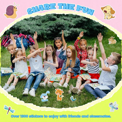 Sinceroduct 64 Sheets Stickers for Kids, 1800+pcs Animal Sticker, 16 Animal Themes Water Bottle Stickers, Scrapbooking Party Favors Classroom for Kids, Children, Teacher, Parent
