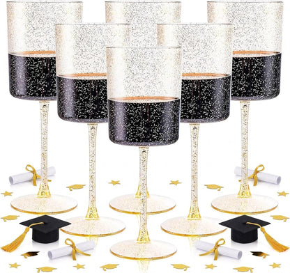 Ciaell 36 Pack Plastic Champagne Flutes - 6 Oz Disposable Champagne Glasses - Square Clear Plastic Toasting Glasses for Party Birthday Anniversary Wedding