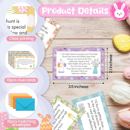 Nature Scavenger Hunt Cards, Bunny Easter Egg Hunt Clue Cards for Adults Family Friends, Spring Camping Treasure Riddle Party Game Indoor Activities - A01