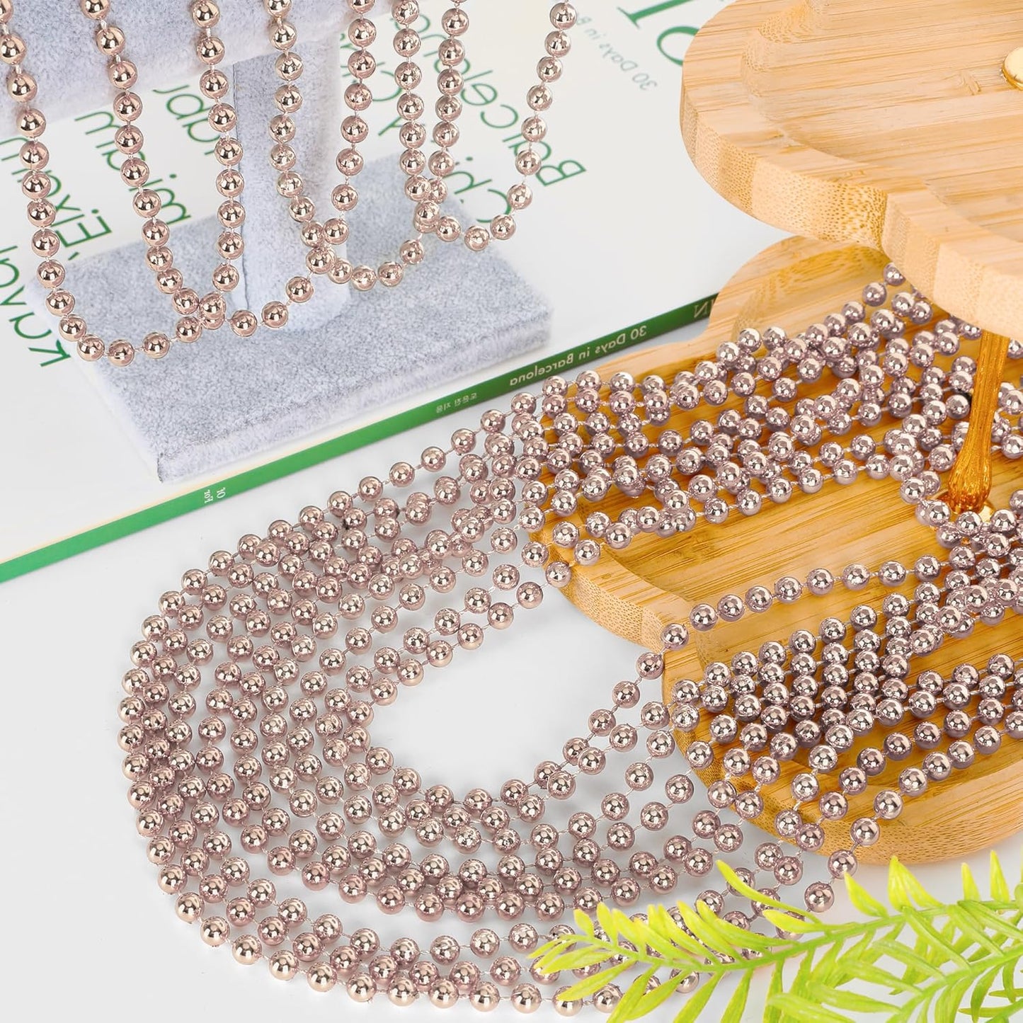 EOBOH 144PCS Mardi Gras Beads, Metallic 12 Kinds Bead Necklace Party Supplies, 33" Mardi Gras Necklace Costume Stuff, Festival Parade Throw Accessories for Wedding Birthday Celebrations Decorations